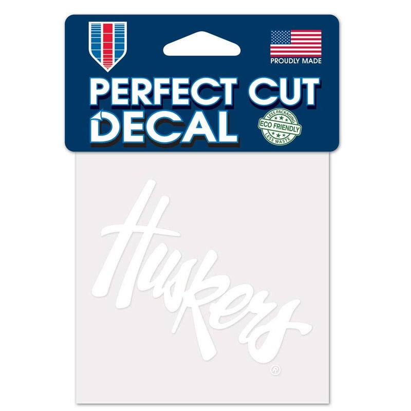 NCAA Nebraska Cornhuskers 4x4 Perfect Cut White Decal, One Size, Team Color